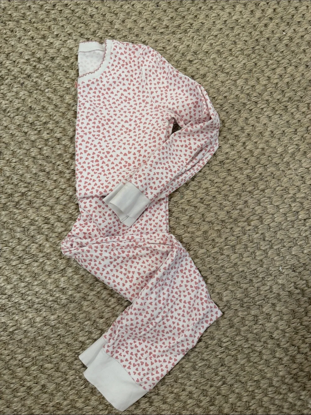 Cozy Pink Heart-Print Kids Pajama Set - Long Sleeve Top & Pants - run small!